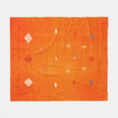 サンセットオアシス：オレンジ伝統ボホモロッコ フリースブランケット (正面(横))