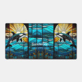 サンセットオコラパーソナライズされたブラックブルー海 デスクマット (正面)