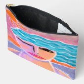 サンセットオリジナル絵画抽象芸術オン アクセサリーポーチ (見開き)