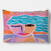 サンセットオリジナル絵画抽象芸術オン アクセサリーポーチ (裏面)