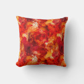 サンセットオレンジと赤とバラ金ゴールドアルコールインク クッション (正面)