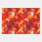 サンセットオレンジと赤とバラ金ゴールドアルコールインク ラッピングペーパーシート (正面)