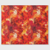 サンセットオレンジと赤とバラ金ゴールドアルコールインク ラッピングペーパー (フラット)