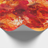 サンセットオレンジと赤とバラ金ゴールドアルコールインク ラッピングペーパー (角)