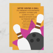 サンセットオレンジオンザボールボーリングパーティの招待状 招待状 (正面/裏面)