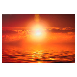 サンセットオレンジゴールデンスカイシーオブインスピレーション金ゴールド メタルプリント