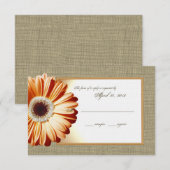 サンセットオレンジバーラップとデイジー応答カード 出欠カード (正面/裏面)