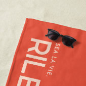 サンセットオレンジパーソナライズされた色スローガンビーチタオル ビーチタオル (インサイチュ)