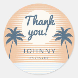 サンセットオレンジブルー感謝していユー ラウンドシール