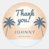サンセットオレンジブルー感謝していユー ラウンドシール (正面)