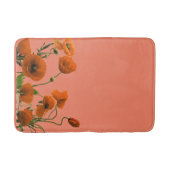 サンセットオレンジポピー花花フローラルパターズキュート バスマット (正面)
