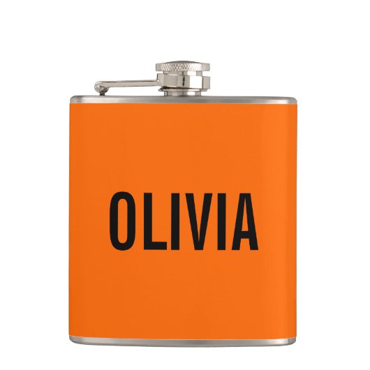 サンセットオレンジモダン色の名前 |トレンディーミニマル フラスク (正面)