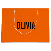 サンセットオレンジモダン色の名前 |トレンディーミニマル ラージペーパーバッグ (正面)