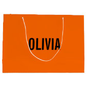 サンセットオレンジモダン色の名前 |トレンディーミニマル ラージペーパーバッグ (裏面)