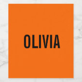 サンセットオレンジモダン色の名前 |トレンディーミニマル ワインラベル (シングルラベル)