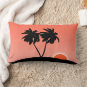 サンセットオレンジランバーに対するパームツリーシルエット ランバークッション (ブランケット)