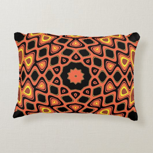 サンセットオレンジ抽象芸術 アクセントクッション (裏面)