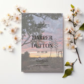 サンセットオレンジ色の黄色の美しい国結婚の側面 招待状