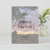 サンセットオレンジ色の黄色の美しい国結婚の側面 招待状 (スタンド正面)