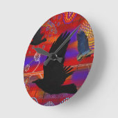 サンセットオンウェンドウリーオーストラリア先住民アート ラウンド壁時計 (傾斜)