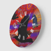 サンセットオンウェンドウリーオーストラリア先住民アート ラージ壁時計 (傾斜)