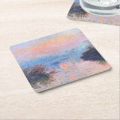 サンセットオンザセーヌクロードモネ スクエアペーパーコースター (アングル)
