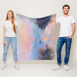 サンセットオンザセーヌクロードモネ フリースブランケット