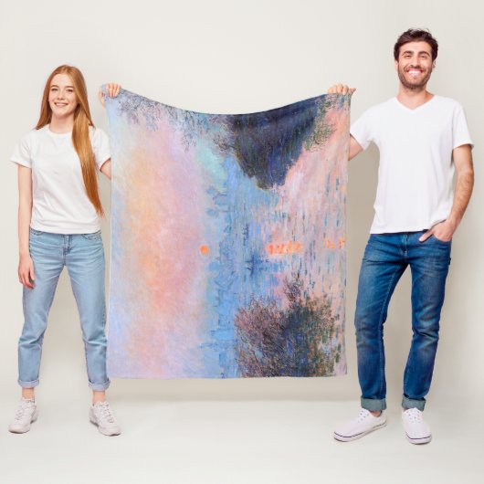 サンセットオンザセーヌクロードモネ フリースブランケット (インサイチュ)