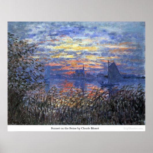 サンセットオンザセーヌバイクロードモネ ポスター (正面)