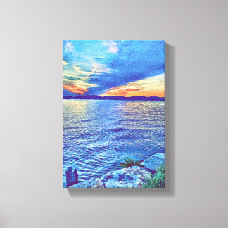 サンセットオンザタパンジー橋ニューヨーク キャンバスプリント