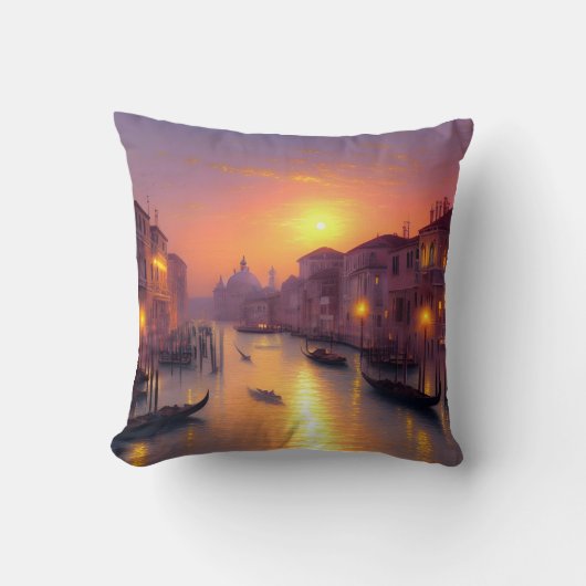サンセットオンザヴェネツィアカナルデジタルアート クッション (正面)