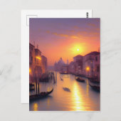 サンセットオンザヴェネツィアカナルデジタルアート ポストカード (正面/裏面)