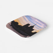 サンセットオンノートルダムドパリ – パリ，フランス ペーパープレート (傾斜あり)