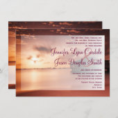 サンセットオンビーチハーバーパープル結婚式招待状 招待状 (正面/裏面)