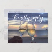 サンセットオンビーチ結婚式RSVPはがき インビテーションポストカード (正面/裏面)