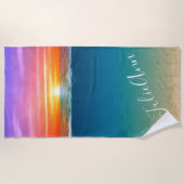 サンセットオンビーチ パーソナライズされた ビーチタオル (正面)