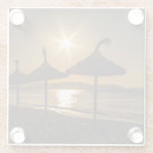 サンセットオンビーチ，マヨルカ，スペイン ガラスコースター (裏面)