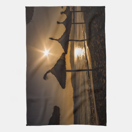 サンセットオンビーチ,マヨルカ,スペイン キッチンタオル (縦)