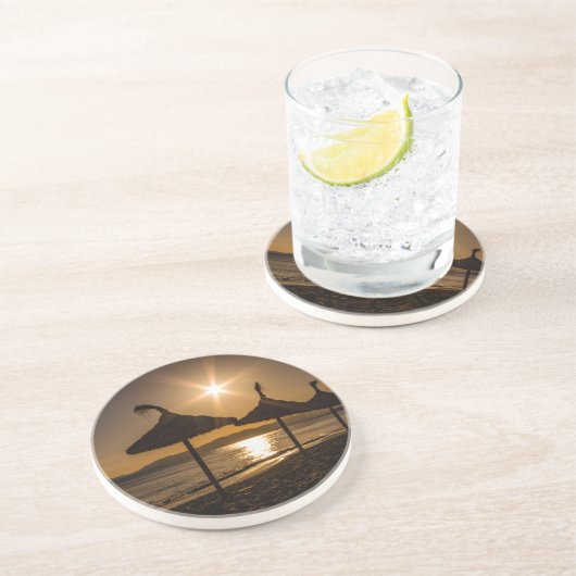 サンセットオンビーチ，マヨルカ，スペイン コースター (側面)