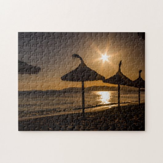 サンセットオンビーチ,マヨルカ,スペイン ジグソーパズル (横)