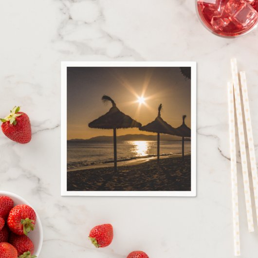 サンセットオンビーチ，マヨルカ，スペイン スタンダードカクテルナプキン (インサイチュ)