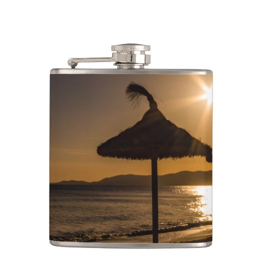 サンセットオンビーチ，マヨルカ，スペイン フラスク (正面)