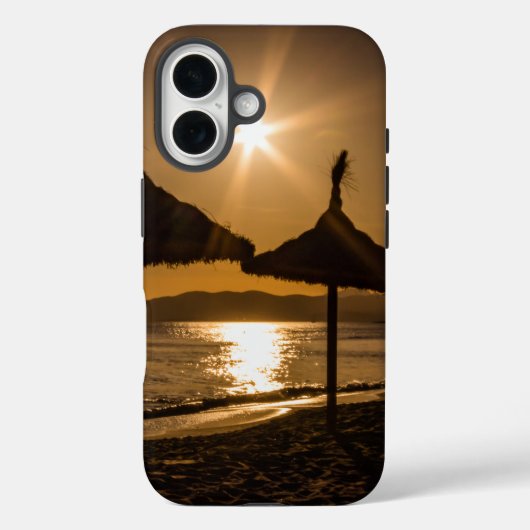 サンセットオンビーチ，マヨルカ，スペイン Case-Mate iPhoneケース (裏面)