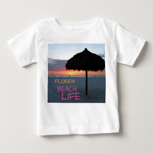 サンセットオンホワイトサンドフロリダビーチ ベビーTシャツ (正面)