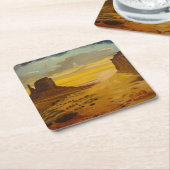 サンセットオンモニュメントバレー、by Gary Poling スクエアペーパーコースター (アングル)