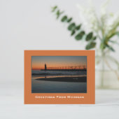 サンセットオン素晴らしミシガンレイクポストカード ポストカード (スタンド正面)