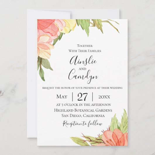 サンセットオーガニックフローラ結婚式招待状 招待状 (正面)