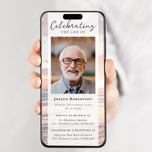 サンセットオーシャン写真葬儀 デジタル招待状 招待状