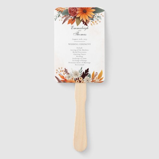 サンセットオータムフローラウォーターカラー結婚式 プログラム ハンドファン (正面)