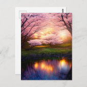 サンセットオーバーさくらんぼ湖 ポストカード (正面/裏面)